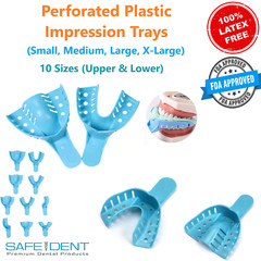 Dental Perforated Plastic Impression Trays XL, L, M, S, Upper /Lower, 12/Bag