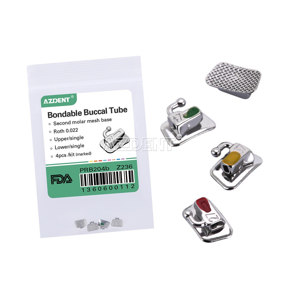 4pcs AZDENT Tubos bucales Single ortodoncia dental Roth 022 2nd Molar Bondable