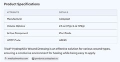 First Aid Coloplast Triad® Hydrophilic Wound Dressing 6oz Tube – 2 Pack