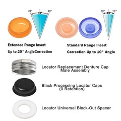 US Color Coded Retention Cap Inserts 0.8/1.2/2.4lbs for Locator Overdenture 4Pcs