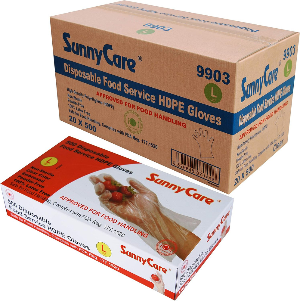 Poly Disposable Hdpe Food Service Gloves Box of 500 Total of 20 Boxes Larg…