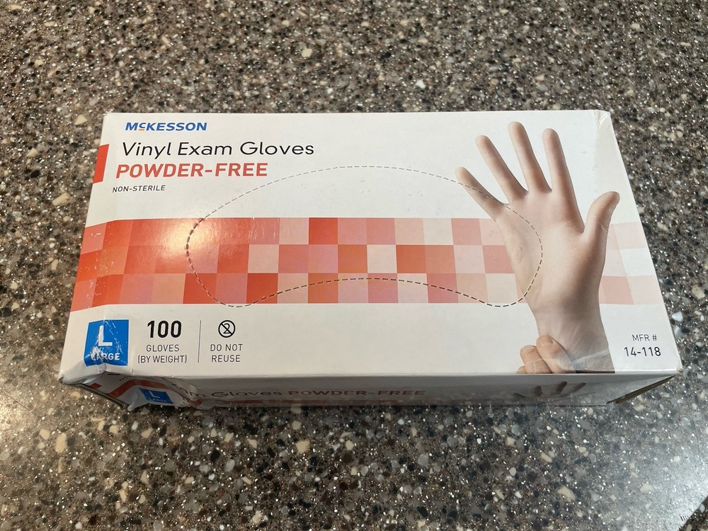 McKesson Vinyl Exam Gloves – Pack of 100, Large