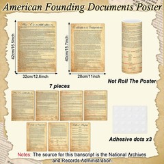 7Pcs American Founding Documents Poster US Constitution with All Amendments, Dec