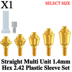 1pcs Dental Straight Multi Unit 1.4mm Hex 2.42 Plastic Sleeve Set Prosthetic