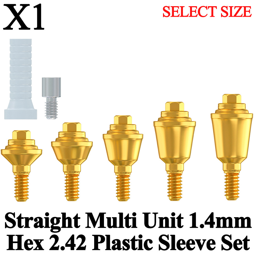 1pcs Dental Straight Multi Unit 1.4mm Hex 2.42 Plastic Sleeve Set Prosthetic