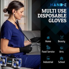 Black Nitrile Disposable Gloves Large BBQ Tattoo Dye Cooking Mechanic Gloves