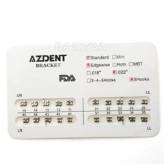 AZDENT Orthodontic Dental Brackets Roth MBT.022/.018 Hooks/Niti Round Arch Wire
