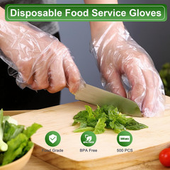 500 Count Disposable Food Service Gloves – Plastic Gloves for Food Handling, Cle