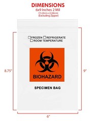 GPI – 6″ X 9″ 1000 Pack, Biohazard Specimen Zip Bags, With Pouch, 2 Mil Thick…