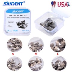 50pc Dental Metal Matrices Matrix Band Sectional Contoured Refill Thickness 35μm