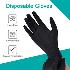 Black Vinyl Exam Gloves – 4Mil, Latex-Free, Disposable for Medical & Food Prep