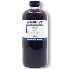 True Colloidal Gold – 200 ppm – 500 mL (16.9 Fl Oz) in Clear Plastic Bottle