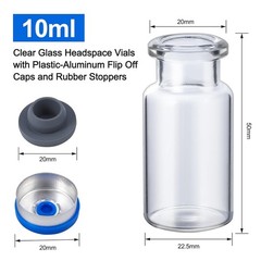 1000PCS Crimp Top Headspace 10mL Vials Aluminum Caps HPLC Lab Clear Glass Bottle