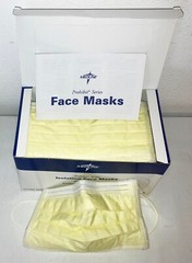50 Yellow Medline Prohibit Series Isolation Face Masks W/ Earloops 3 Ply Type II