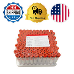 Vacuum Blood Tube Clot Activator 10ML RUBBER RED Top, EXP 2025, PET/Glass