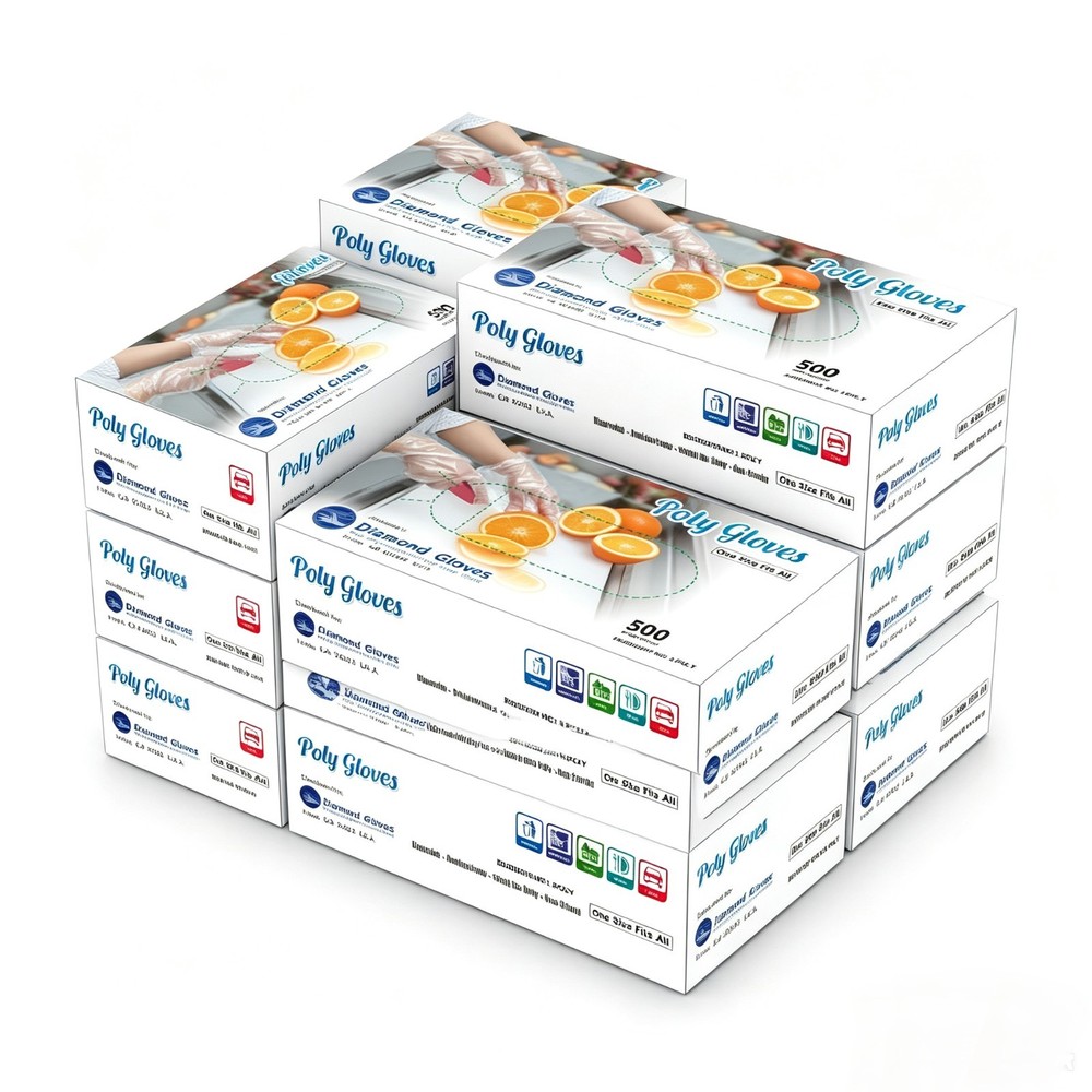 5000 PCS Clear Polyethylene Disposable Gloves, Food Safe, 10×500 Bulk Pack