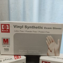 3 BoxesBasic Vinyl Synthetic Exam Gloves Sz Med 100 Gloves Per Box Ambidextrous