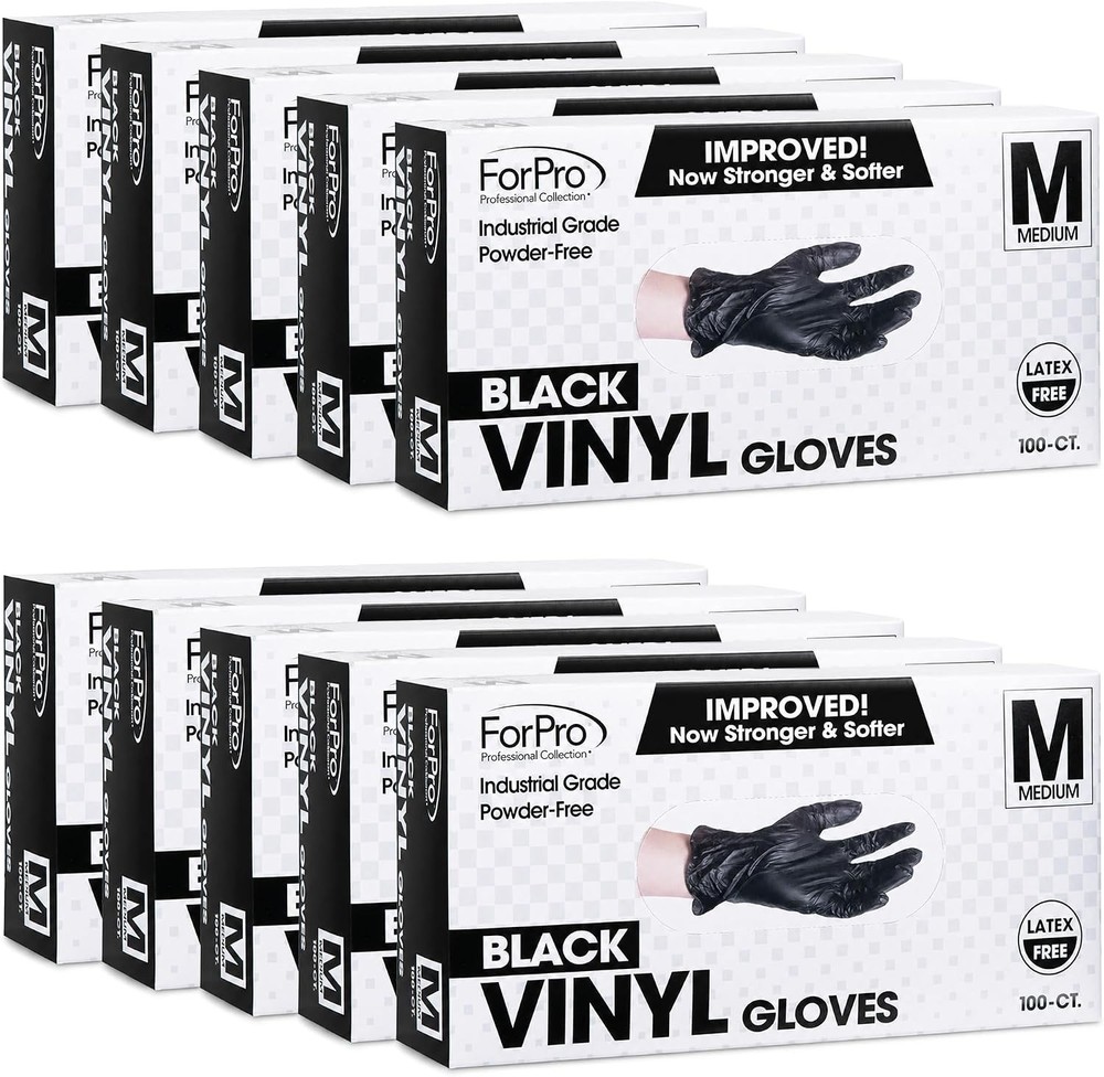 ForPro Disposable Vinyl Gloves, Industrial Grade, Powder & Latex Free, Non-Steri