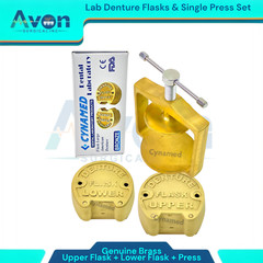 Set of 3 | Denture Compression Flask Press + Upper & Lower Flasks -Genuine Brass