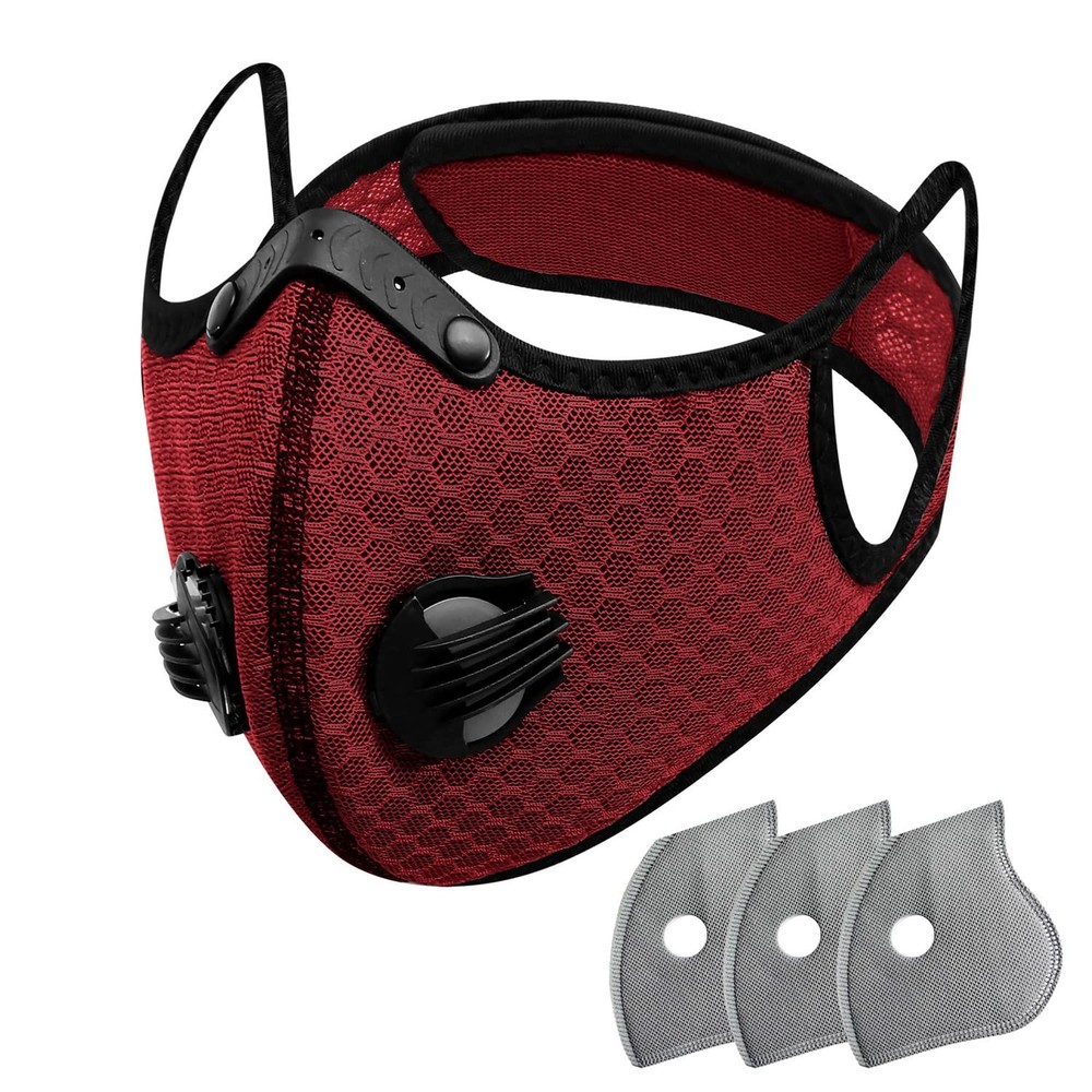Dust Face Mask Anti-Fog Outdoor Cool Sports Mask Reusable Face Protection (Wine)