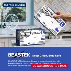 Beastek Nitrile Exam Gloves, 4.0 Mil 100 Pcs, Powder-Free Latex-Free Medical Coo