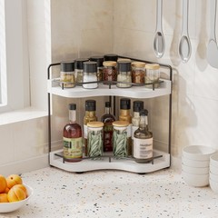 Aollewoiti 2-Tier Corner Bathroom Counter Organizer with Embedded Screw Holes, S