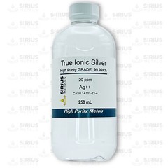 True Free Silver Ions (Ag++): 20 ppm, 99.99+% Purity – 250 mL in Plastic