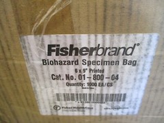 CASE OF 1000 FISHERBRAND BIOHAZARD SPECIMEN STAT BAGS 6X9 01-800-04