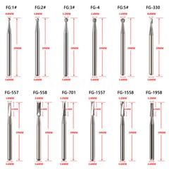 15 Types Dental Carbide Bur Drill FG Tungsten Round for High Speed Handpiece DN