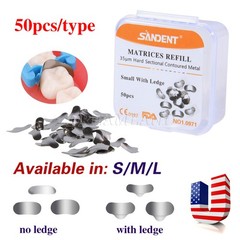 50Pcs Dental Metal Matrices Matrix Band Sectional Contoured Refill S/M/L 35μm