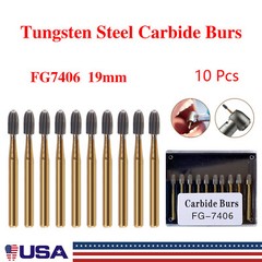 10 Pcs Dental Tungsten Carbide Burs Trimming & Finishing Bur 7406 19mm Egg shape