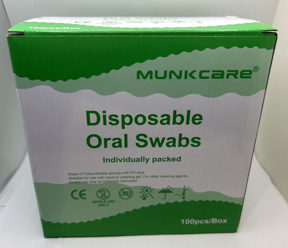 Munkcare Disposable Oral Care Swabs Individually Wrapped Sponge Tooth Cleaning