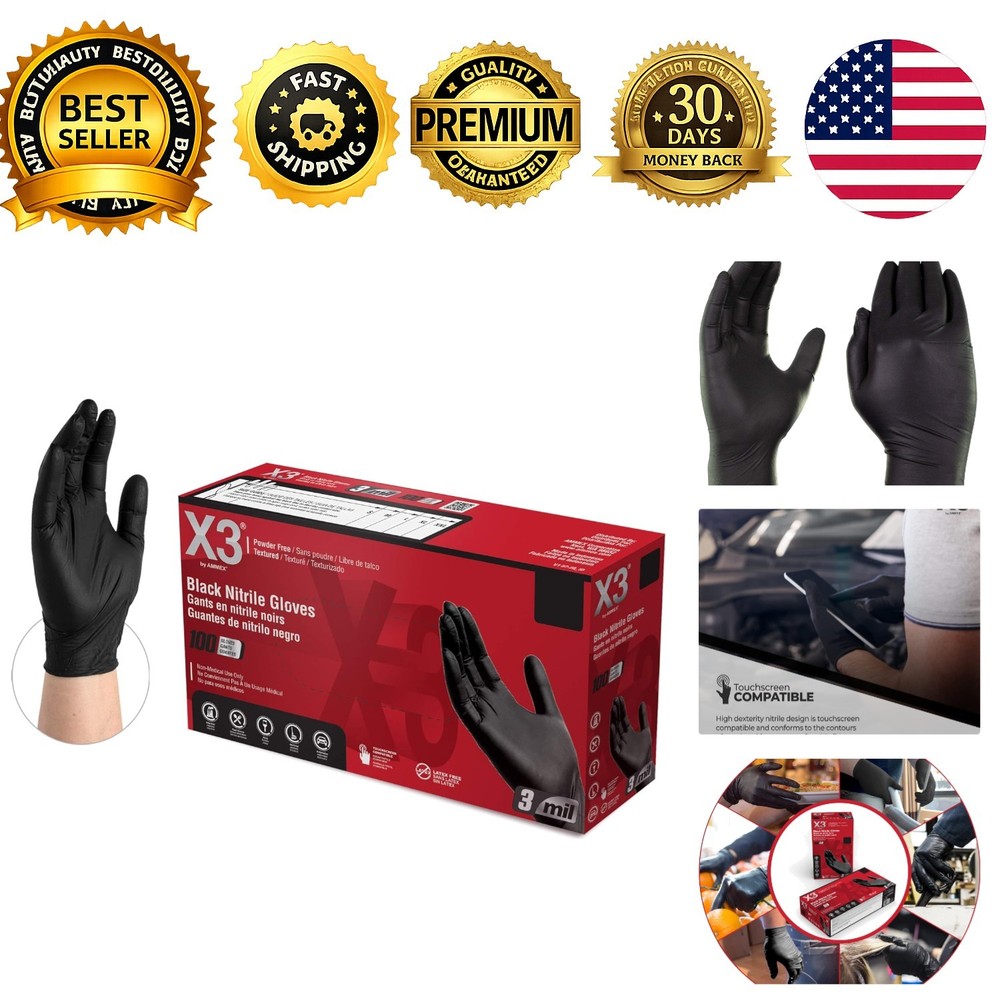 Black Gloves, Disposable, Latex Free, Nitrile, for Cooking, Food Prep, 3 Mil,…