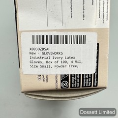 Gloveworks Ammex White Latex Gloves Small 4 Mil Powder Free 10 Boxes 1000