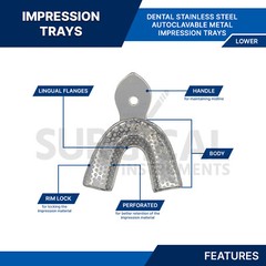 50 Dental Metal Impression Trays Solid