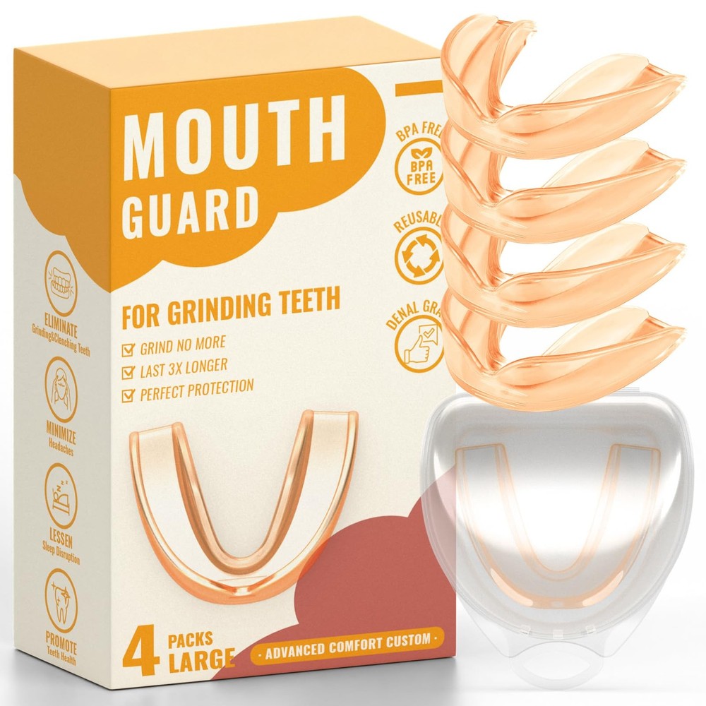 Orange Mouth Guard for Women & Adult, 4 Pack Large Size Large,