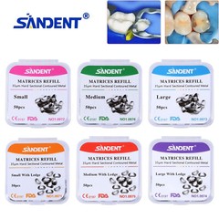 50 Pcs Dental Metal Matrices Matrix Band Sectional Contoured Refill S/M/L 35μm