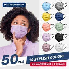 Disposable Face Mask for Adults – FSA Eligible HSA, 4 Ply 50 Pack Individually W