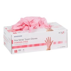 McKesson Pink Nitrile Nitrile Exam Glove Standard Cuff Length SMALL 250 per Box
