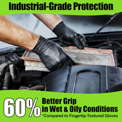 Black Nitrile Gloves 10 Mil, Heavy Duty Disposable Latex Free – Textured Grip fo