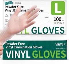 Bulk Pack of 100 Large Clear Vinyl Exam Gloves – Waterproof & Allergy-Free
