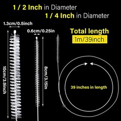 4 Pcs Extra Long Pipe Cleaners with Soft Nylon Bristles Head Cleaning White