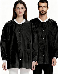 Pack of 10 Disposable Lab Jackets, Unisex Hip-Length Lab Coats 45gsm M-2XL