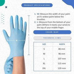 100-2000 Blue Nitrile 3 Mil Industrial Latex & Powder Free Disposable Gloves