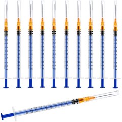 100 Pack 1ml Luer Slip Syringes with Caps, Individually Sealed for Labs & Crafts