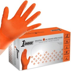 6 mil Orange Gloves, Disposable, Latex Free, Raised Diamond Grip, Mechanic Gl…