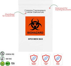 GPI – 6″ X 9″ 1000 Pack, Biohazard Specimen Zip Bags, with Pouch, 2 Mil Thick, f