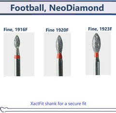 Dental Microcopy Football, NeoDiamond Diamond Coarse Bur Fine, Medium, Bery Fine