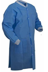 SMS 45 GSM Lab Coat 2 Pockets Disposable Unisex Adult M/L High Quality 100 Pcs