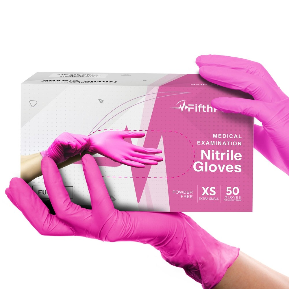 Fuchsia Hot Pink Nitrile Disposable Gloves – 50 Count – 3 Mil Medium